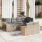 Preview: ARDEBO.de - 11-tlg. Garten-Sofagarnitur mit Kissen Beige Poly Rattan