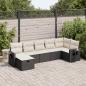 Preview: ARDEBO.de - 7-tlg. Garten-Sofagarnitur mit Kissen Schwarz Poly Rattan