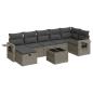 Preview: 8-tlg. Garten-Sofagarnitur mit Kissen Grau Poly Rattan