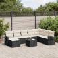 Preview: ARDEBO.de - 9-tlg. Garten-Sofagarnitur mit Kissen Schwarz Poly Rattan