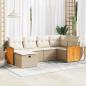 Preview: ARDEBO.de - 6-tlg. Garten-Sofagarnitur mit Kissen Beige Poly Rattan