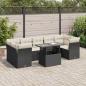 Preview: ARDEBO.de - 8-tlg. Garten-Sofagarnitur mit Kissen Schwarz Poly Rattan