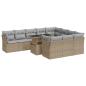 Preview: 11-tlg. Garten-Sofagarnitur mit Kissen Beige Poly Rattan