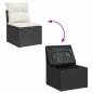 Preview: ARDEBO.de - 6-tlg. Garten-Sofagarnitur mit Kissen Schwarz Poly Rattan