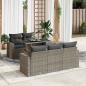 Preview: ARDEBO.de - 6-tlg. Garten-Sofagarnitur mit Kissen Grau Poly Rattan