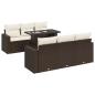 Preview: 7-tlg. Garten-Sofagarnitur mit Kissen Braun Poly Rattan