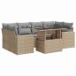 Preview: 7-tlg. Garten-Sofagarnitur mit Kissen Beige Poly Rattan
