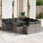 Preview: ARDEBO.de - 9-tlg. Garten-Sofagarnitur mit Kissen Grau Poly Rattan
