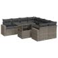 Preview: 9-tlg. Garten-Sofagarnitur mit Kissen Grau Poly Rattan