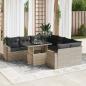 Preview: ARDEBO.de - 9-tlg. Garten-Sofagarnitur mit Kissen Hellgrau Poly Rattan