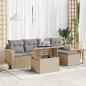 Preview: ARDEBO.de - 6-tlg. Garten-Sofagarnitur mit Kissen Beige Poly Rattan