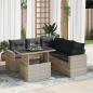 Preview: ARDEBO.de - 6-tlg. Garten-Sofagarnitur mit Kissen Hellgrau Poly Rattan