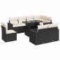 Preview: 9-tlg. Garten-Sofagarnitur mit Kissen Schwarz Poly Rattan