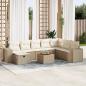 Preview: ARDEBO.de - 9-tlg. Garten-Sofagarnitur mit Kissen Beige Poly Rattan