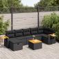 Preview: ARDEBO.de - 8-tlg. Garten-Sofagarnitur mit Kissen Schwarz Poly Rattan