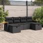 Preview: ARDEBO.de - 6-tlg. Garten-Sofagarnitur mit Kissen Schwarz Poly Rattan