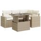 Preview: 5-tlg. Garten-Sofagarnitur mit Kissen Beige Poly Rattan