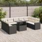 Preview: ARDEBO.de - 10-tlg. Garten-Sofagarnitur mit Kissen Schwarz Poly Rattan