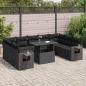 Preview: ARDEBO.de - 10-tlg. Garten-Sofagarnitur mit Kissen Schwarz Poly Rattan