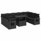 Preview: 10-tlg. Garten-Sofagarnitur mit Kissen Schwarz Poly Rattan