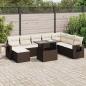Preview: ARDEBO.de - 9-tlg. Garten-Sofagarnitur mit Kissen Braun Poly Rattan