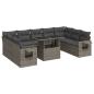 Preview: 10-tlg. Garten-Sofagarnitur mit Kissen Grau Poly Rattan