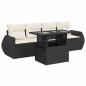 Preview: 5-tlg. Garten-Sofagarnitur mit Kissen Schwarz Poly Rattan