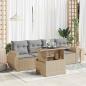 Preview: ARDEBO.de - 5-tlg. Garten-Sofagarnitur mit Kissen Beige Poly Rattan