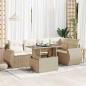 Preview: ARDEBO.de - 6-tlg. Garten-Sofagarnitur mit Kissen Beige Poly Rattan