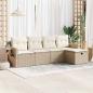 Preview: ARDEBO.de - 5-tlg. Garten-Sofagarnitur mit Kissen Beige Poly Rattan