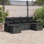 Preview: ARDEBO.de - 6-tlg. Garten-Sofagarnitur mit Kissen Schwarz Poly Rattan