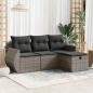 Preview: ARDEBO.de - 4-tlg. Garten-Sofagarnitur mit Kissen Grau Poly Rattan