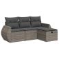 Preview: 4-tlg. Garten-Sofagarnitur mit Kissen Grau Poly Rattan