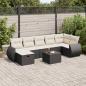 Preview: ARDEBO.de - 8-tlg. Garten-Sofagarnitur mit Kissen Schwarz Poly Rattan