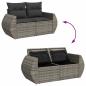 Preview: 9-tlg. Garten-Sofagarnitur mit Kissen Grau Poly Rattan