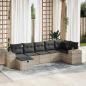 Preview: ARDEBO.de - 7-tlg. Garten-Sofagarnitur mit Kissen Hellgrau Poly Rattan