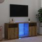 Preview: ARDEBO.de - TV-Schrank mit LED-Leuchten Artisan-Eiche 120x30x50 cm