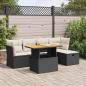 Preview: ARDEBO.de - 6-tlg. Garten-Sofagarnitur mit Kissen Schwarz Poly Rattan