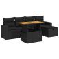 Preview: ARDEBO.de - 6-tlg. Garten-Sofagarnitur mit Kissen Schwarz Poly Rattan