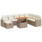 Preview: 9-tlg. Garten-Sofagarnitur mit Kissen Beige Poly Rattan Akazie