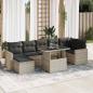 Preview: ARDEBO.de - 8-tlg. Garten-Sofagarnitur mit Kissen Hellgrau Poly Rattan