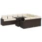 Preview: 11-tlg. Garten-Sofagarnitur mit Kissen Braun Poly Rattan