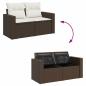 Preview: 11-tlg. Garten-Sofagarnitur mit Kissen Braun Poly Rattan