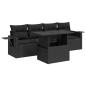 Preview: 5-tlg. Garten-Sofagarnitur mit Kissen Schwarz Poly Rattan