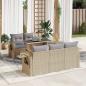 Preview: ARDEBO.de - 6-tlg. Garten-Sofagarnitur mit Kissen Beige Poly Rattan