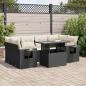 Preview: ARDEBO.de - 7-tlg. Garten-Sofagarnitur mit Kissen Schwarz Poly Rattan