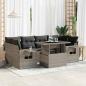 Preview: ARDEBO.de - 7-tlg. Garten-Sofagarnitur mit Kissen Grau Poly Rattan