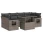 Preview: 7-tlg. Garten-Sofagarnitur mit Kissen Grau Poly Rattan