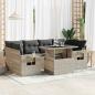 Preview: ARDEBO.de - 7-tlg. Garten-Sofagarnitur mit Kissen Hellgrau Poly Rattan