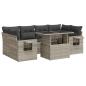 Preview: 7-tlg. Garten-Sofagarnitur mit Kissen Hellgrau Poly Rattan